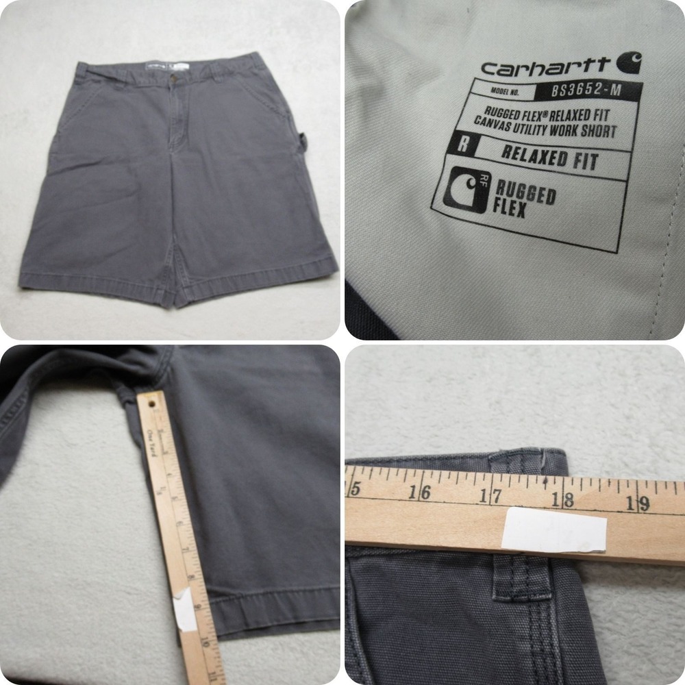 Carhartt Utility Work Shorts Mens 36 Gray Rugged Flex Canvas Relaxed Fit Zip Fly